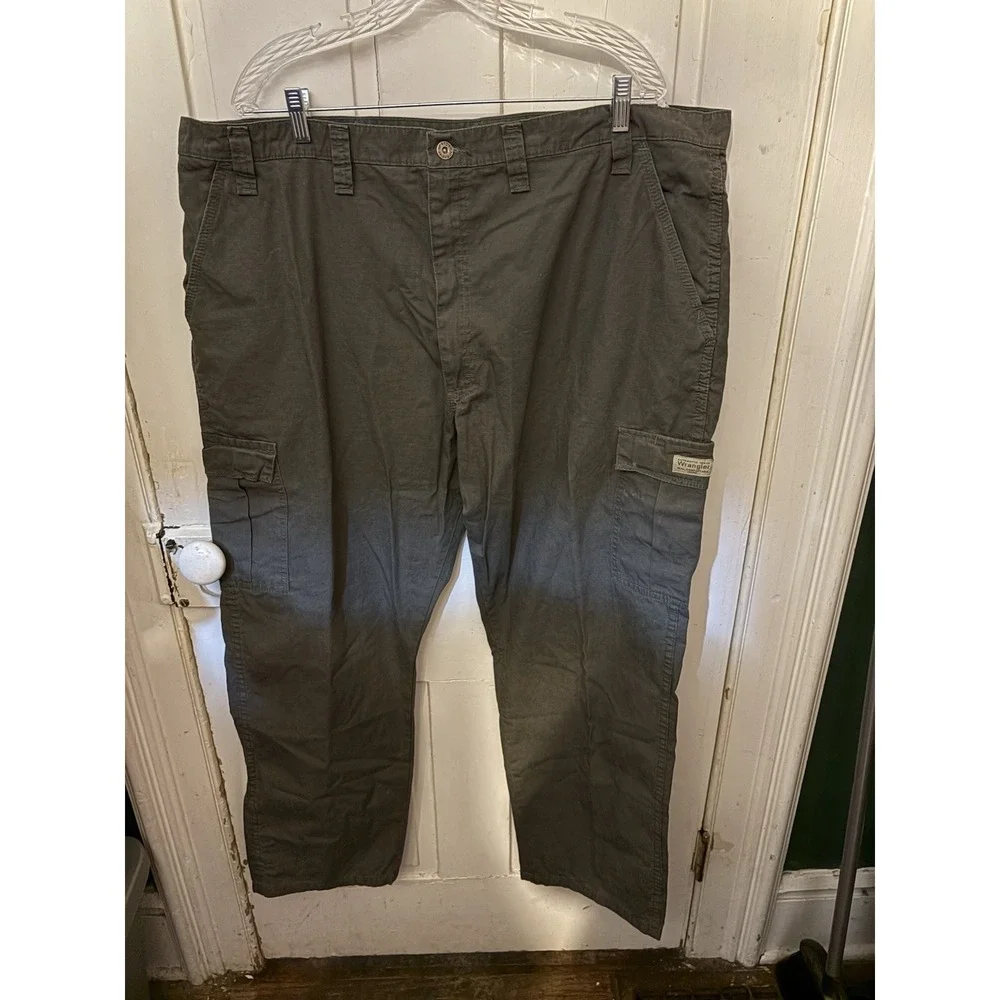 Wrangler Cargo Pants Men's 44x30 Olive Green 100% Cotton Utility Outdoor Work